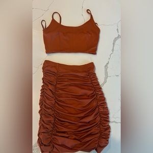 Matching 2 piece cropped skirt set